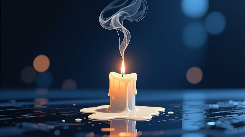 A single candle burning softly against a dark background, evoking quiet remembrance.
