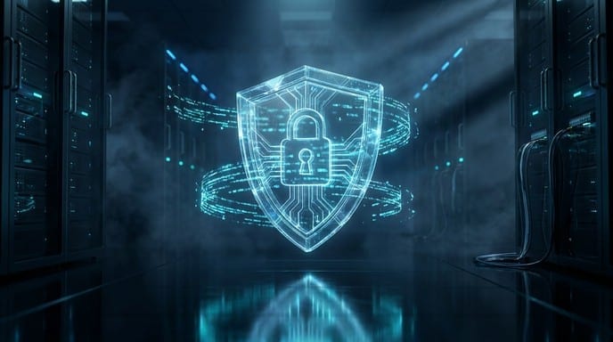 A glowing digital shield visualization representing personal data protection controls.